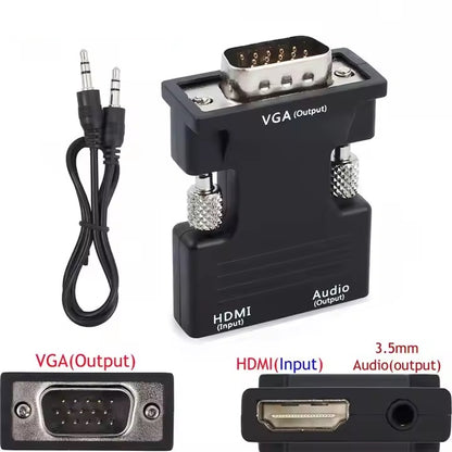 HDMI to VGA Adapter 1080p Converter Audio & Video Cable