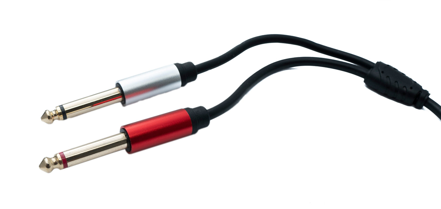 SYSTEM-S Y Audio Kabel 30 cm Stereo TRS 3,5 mm Stecker zu 2x 6.35 mm Klinke TS Stecker