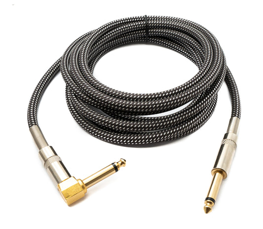 SYSTEM-S Audio Kabel 3 m 6.35 mm Klinke Stecker zu Stecker Winkel Nylon geflochten Knickschutz AUX