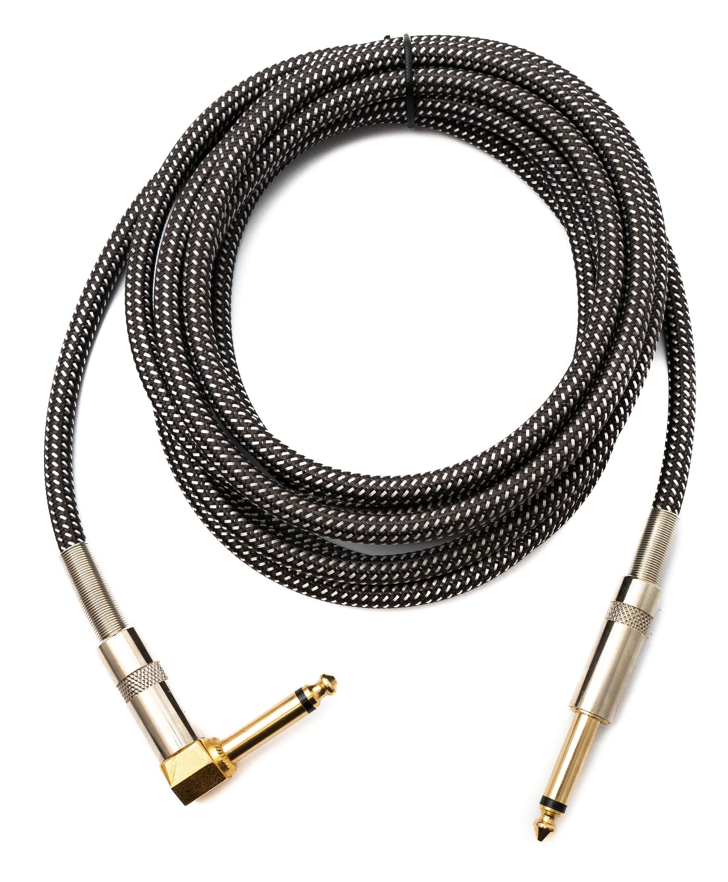 SYSTEM-S Audio Kabel 3 m 6.35 mm Klinke Stecker zu Stecker Winkel Nylon geflochten Knickschutz AUX