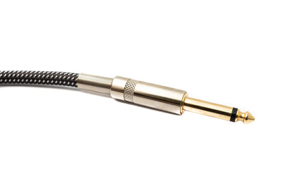 SYSTEM-S Audio Kabel 3 m 6.35 mm Klinke Stecker zu Stecker Winkel Nylon geflochten Knickschutz AUX