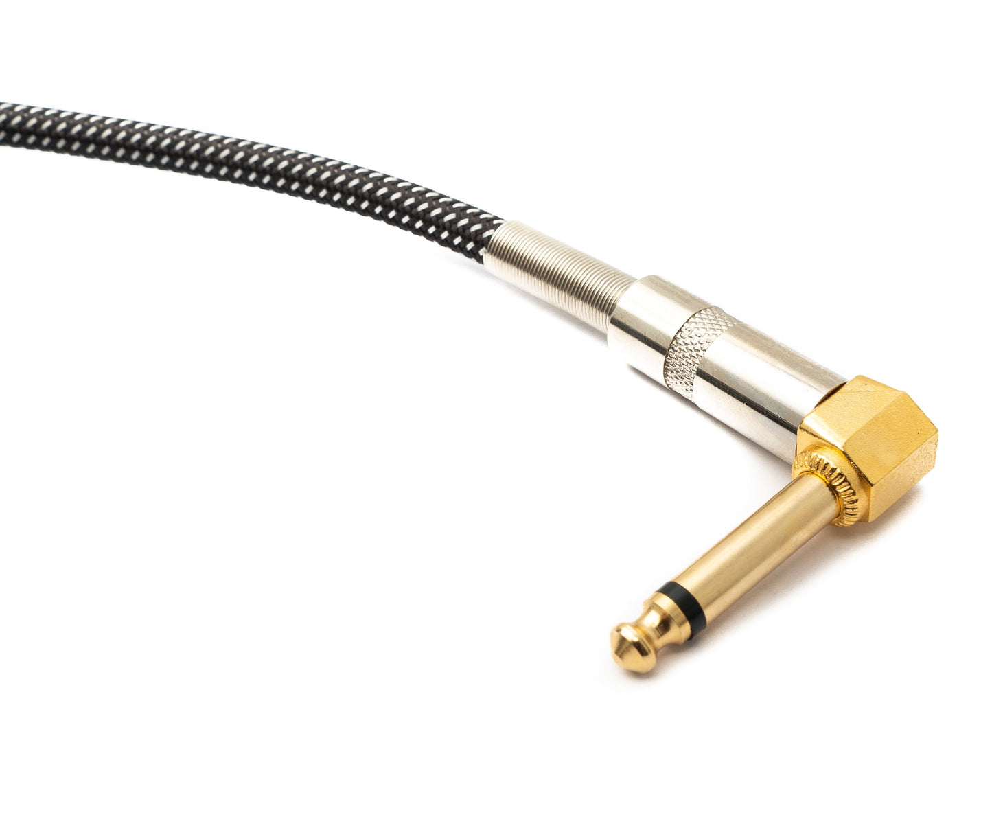 SYSTEM-S Audio Kabel 3 m 6.35 mm Klinke Stecker zu Stecker Winkel Nylon geflochten Knickschutz AUX
