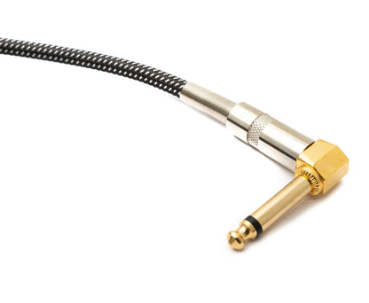 SYSTEM-S Audio Kabel 3 m 6.35 mm Klinke Stecker zu Stecker Winkel Nylon geflochten Knickschutz AUX