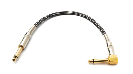 SYSTEM-S Audio Kabel 30 cm 6.35 mm Klinke Stecker zu Stecker Winkel Nylon geflochten Knickschutz AUX