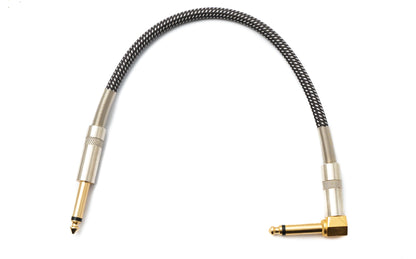 SYSTEM-S Audio Kabel 30 cm 6.35 mm Klinke Stecker zu Stecker Winkel Nylon geflochten Knickschutz AUX