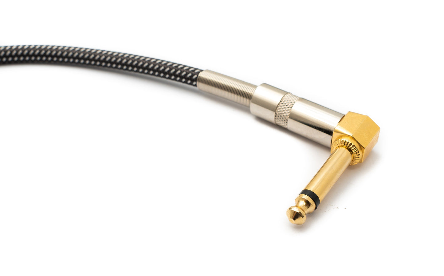 SYSTEM-S Audio Kabel 30 cm 6.35 mm Klinke Stecker zu Stecker Winkel Nylon geflochten Knickschutz AUX