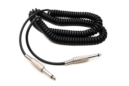 SYSTEM-S Audio Kabel 5 m 6.35 mm Klinke Stecker zu Stecker Spirale Feder Schwarz