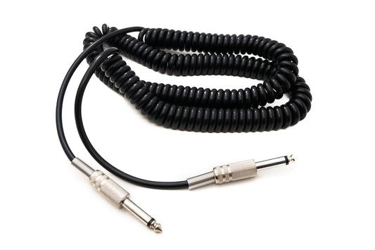 SYSTEM-S Audio Kabel 5 m 6.35 mm Klinke Stecker zu Stecker Spirale Feder Schwarz