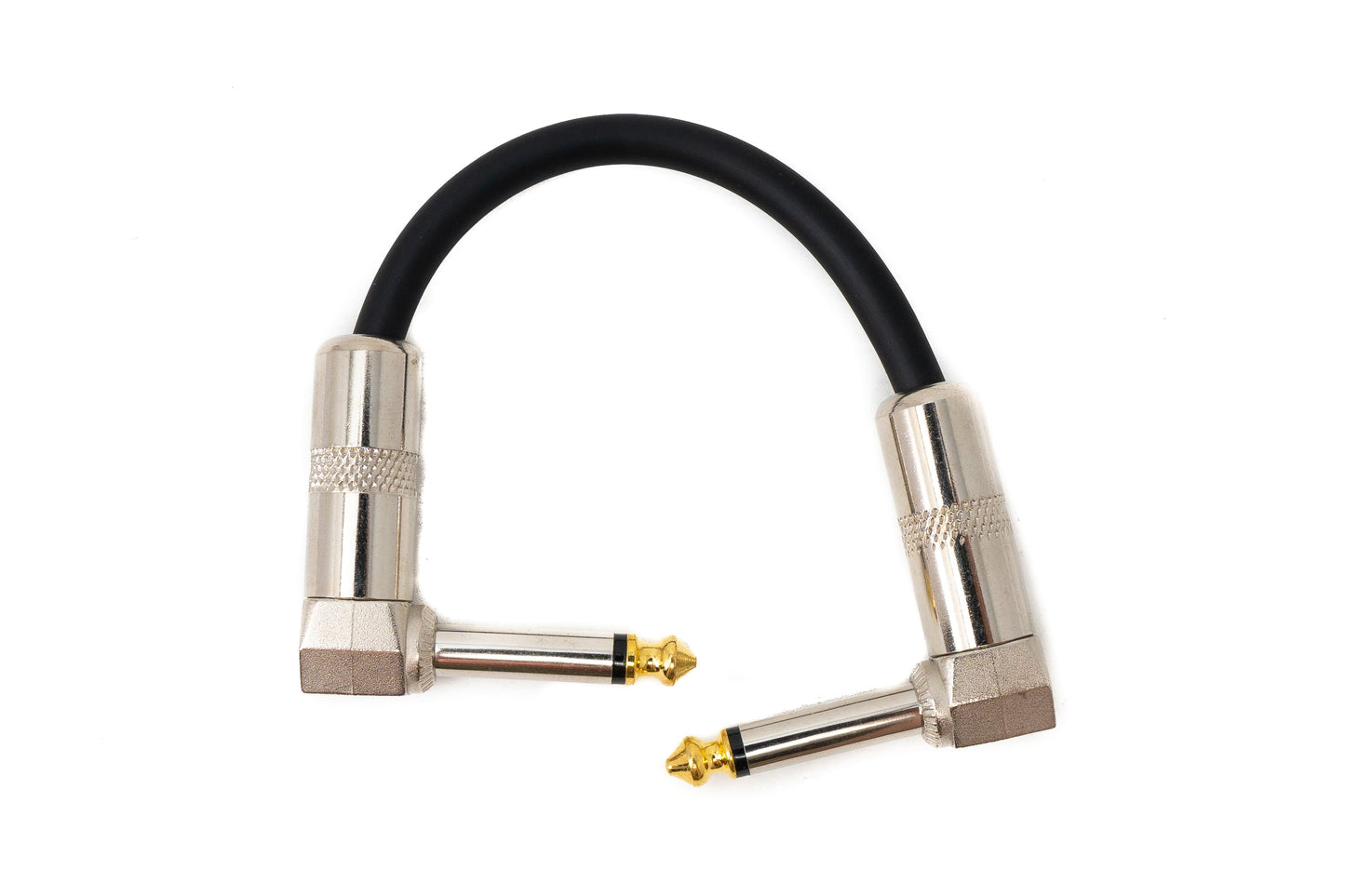 SYSTEM-S Audio Kabel 15 cm 6.35 mm Klinke Stecker zu Stecker Winkel AUX Schwarz
