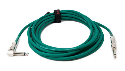 SYSTEM-S Audio Kabel 450 cm 6.35 mm Klinke Stecker zu Stecker Winkel AUX in Grün