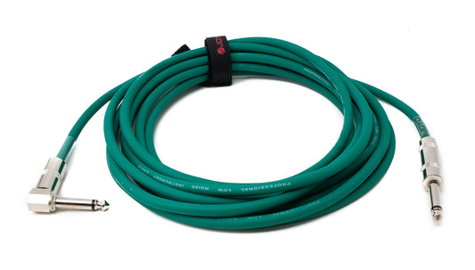 SYSTEM-S Audio Kabel 450 cm 6.35 mm Klinke Stecker zu Stecker Winkel AUX in Grün