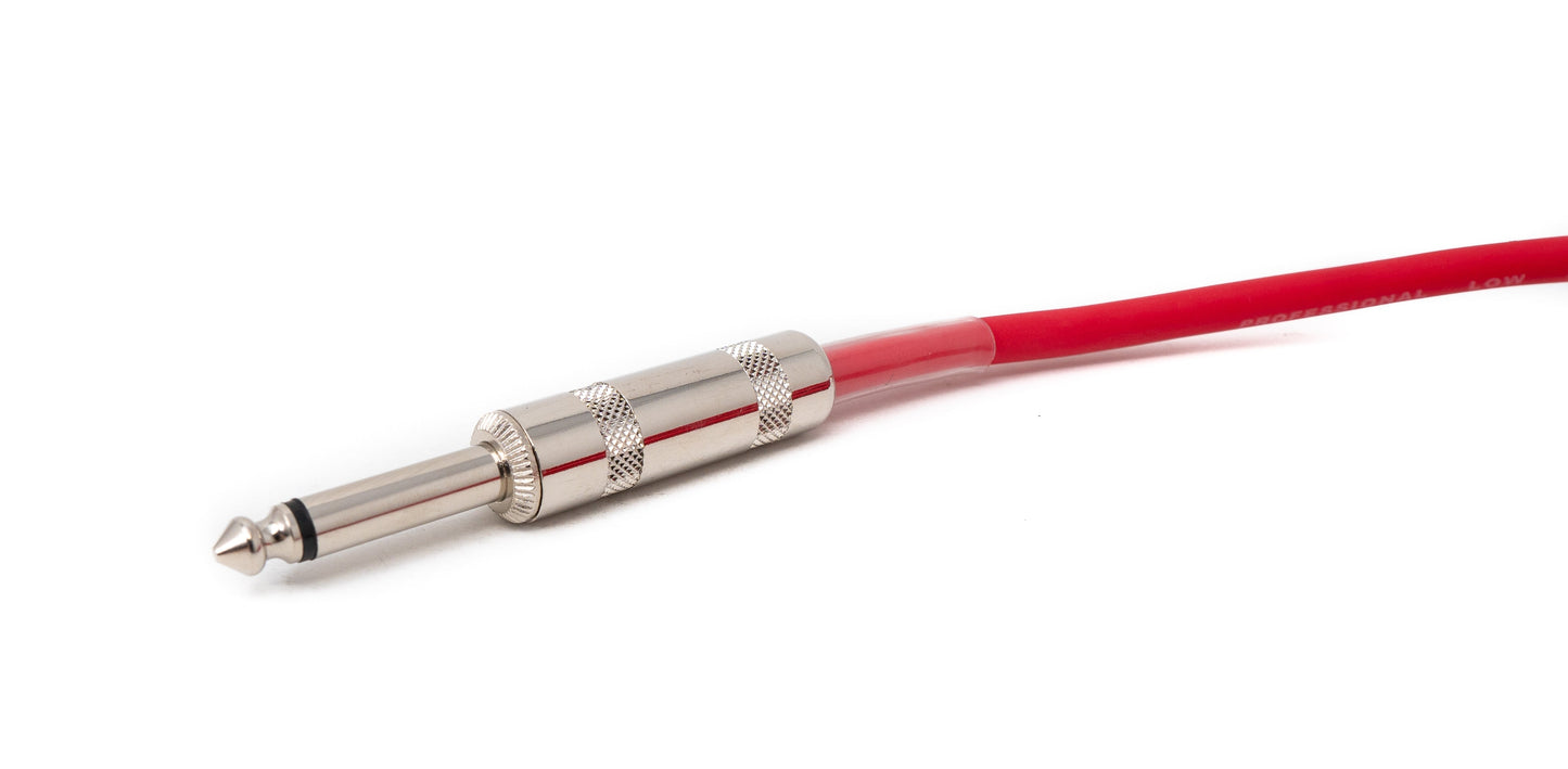 SYSTEM-S Audio Kabel 450 cm 6.35 mm Klinke Stecker zu Stecker Winkel AUX Rot