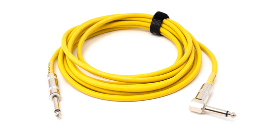 SYSTEM-S Audio Kabel 450 cm 6.35 mm Klinke Stecker zu Stecker Winkel AUX Gelb
