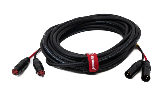 SYSTEM-S Audio Kabel 10 m XLR 3 polig 2x Stecker zu 2x Buchse AUX in Schwarz
