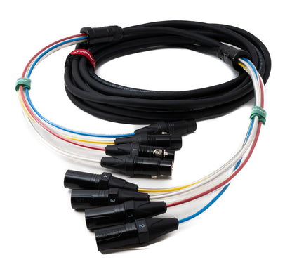 SYSTEM-S Audio Cable 10 m XLR 3-pin 4x male to 4x female AUX in black