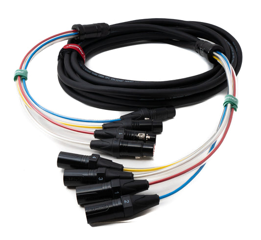 SYSTEM-S Audio Cable 10 m XLR 3-pin 4x male to 4x female AUX in black