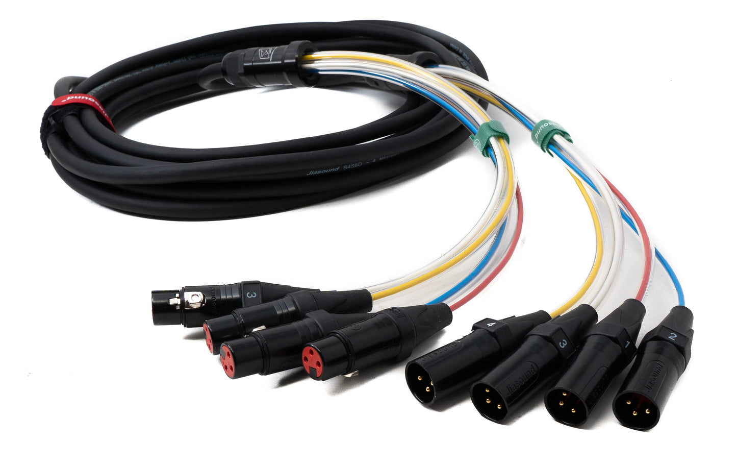 SYSTEM-S Audio Cable 10 m XLR 3-pin 4x male to 4x female AUX in black