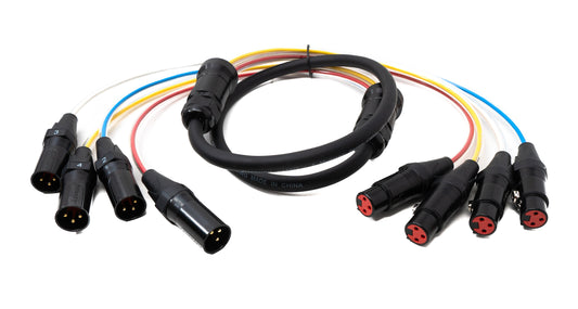 SYSTEM-S Audio Kabel 150 cm XLR 3 polig 4x Stecker zu 4x Buchse AUX in Schwarz