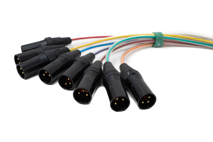 SYSTEM-S Audio Kabel 150 cm XLR 3 polig 8x Stecker zu 8x Buchse AUX in Schwarz
