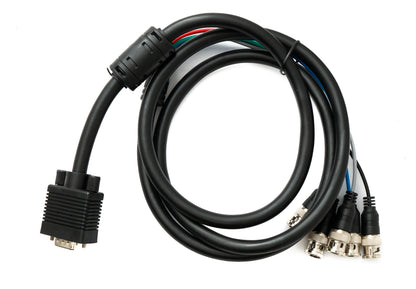 SYSTEM-S VGA Kabel 180 cm HD15 Stecker zu 5 BNC RGBHV Stecker Coaxial in Schwarz