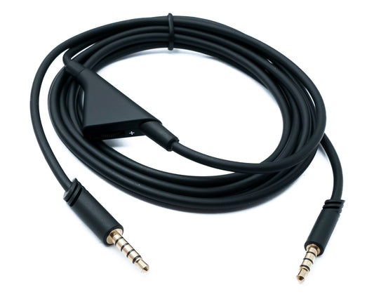 SYSTEM-S Audio Klinke Kabel 2 m 3,5 mm TRRS Stecker zu TRS Stecker Lautstärkeregler AUX Schwarz