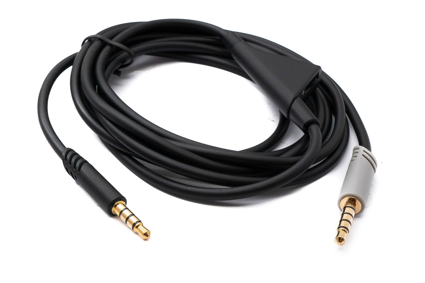 SYSTEM-S Audio Klinke Kabel 2 m 3,5 mm TRRS Stecker zu TRS Stecker Lautstärkeregler AUX Grau