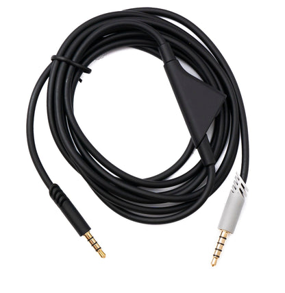 SYSTEM-S Audio Klinke Kabel 2 m 3,5 mm TRRS Stecker zu TRS Stecker Lautstärkeregler AUX Grau