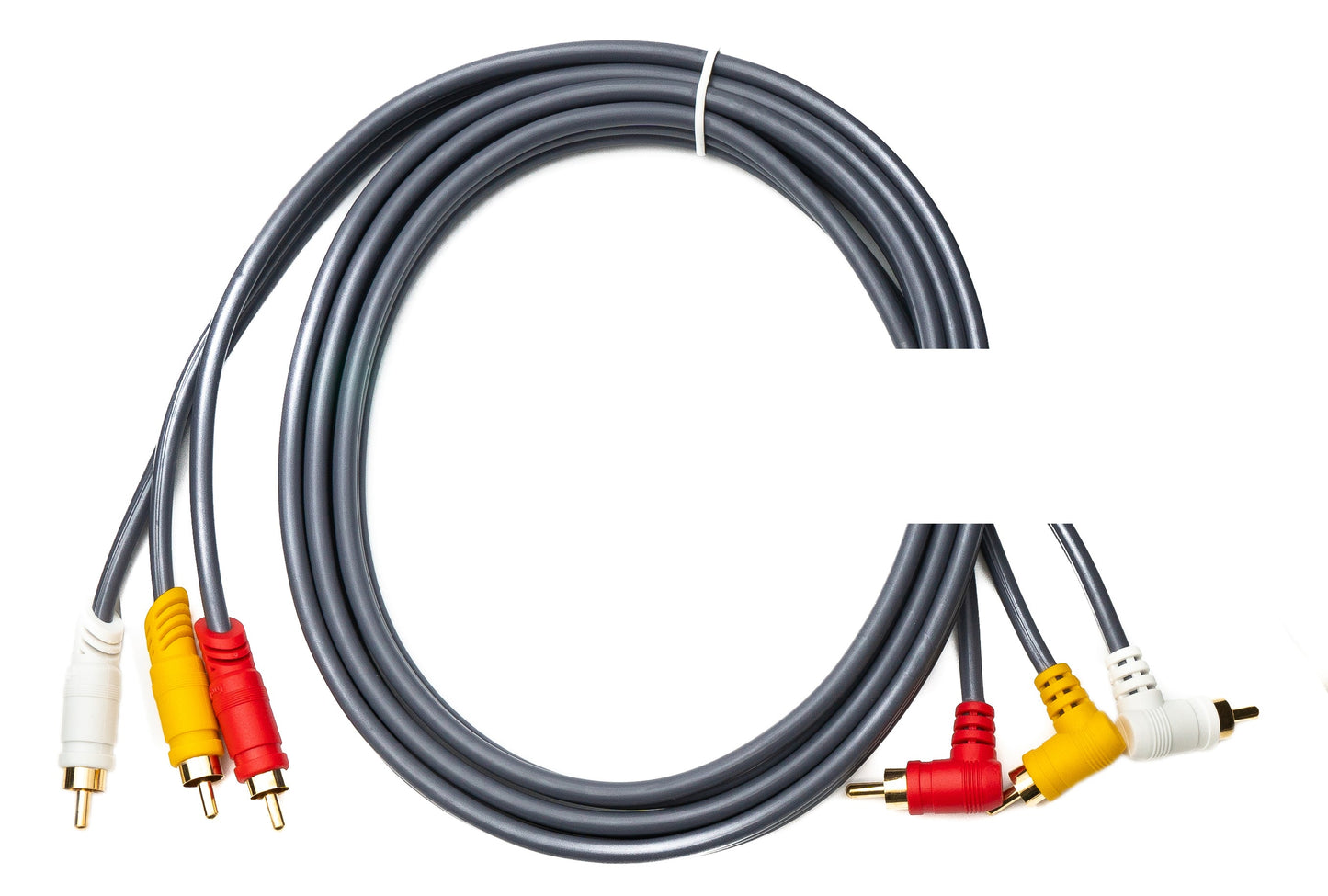 SYSTEM-S Cinch RCA Kabel 180 cm Stecker zu Stecker 3 AV Komponente Winkel in Schwarz