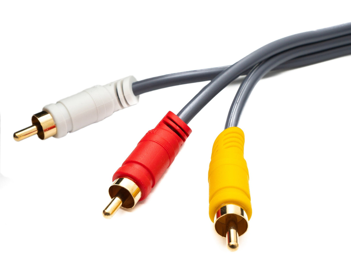 SYSTEM-S Cinch RCA Kabel 180 cm Stecker zu Stecker 3 AV Komponente Winkel in Schwarz