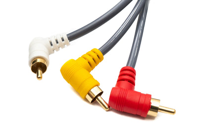 SYSTEM-S Cinch RCA Kabel 180 cm Stecker zu Stecker 3 AV Komponente Winkel in Schwarz