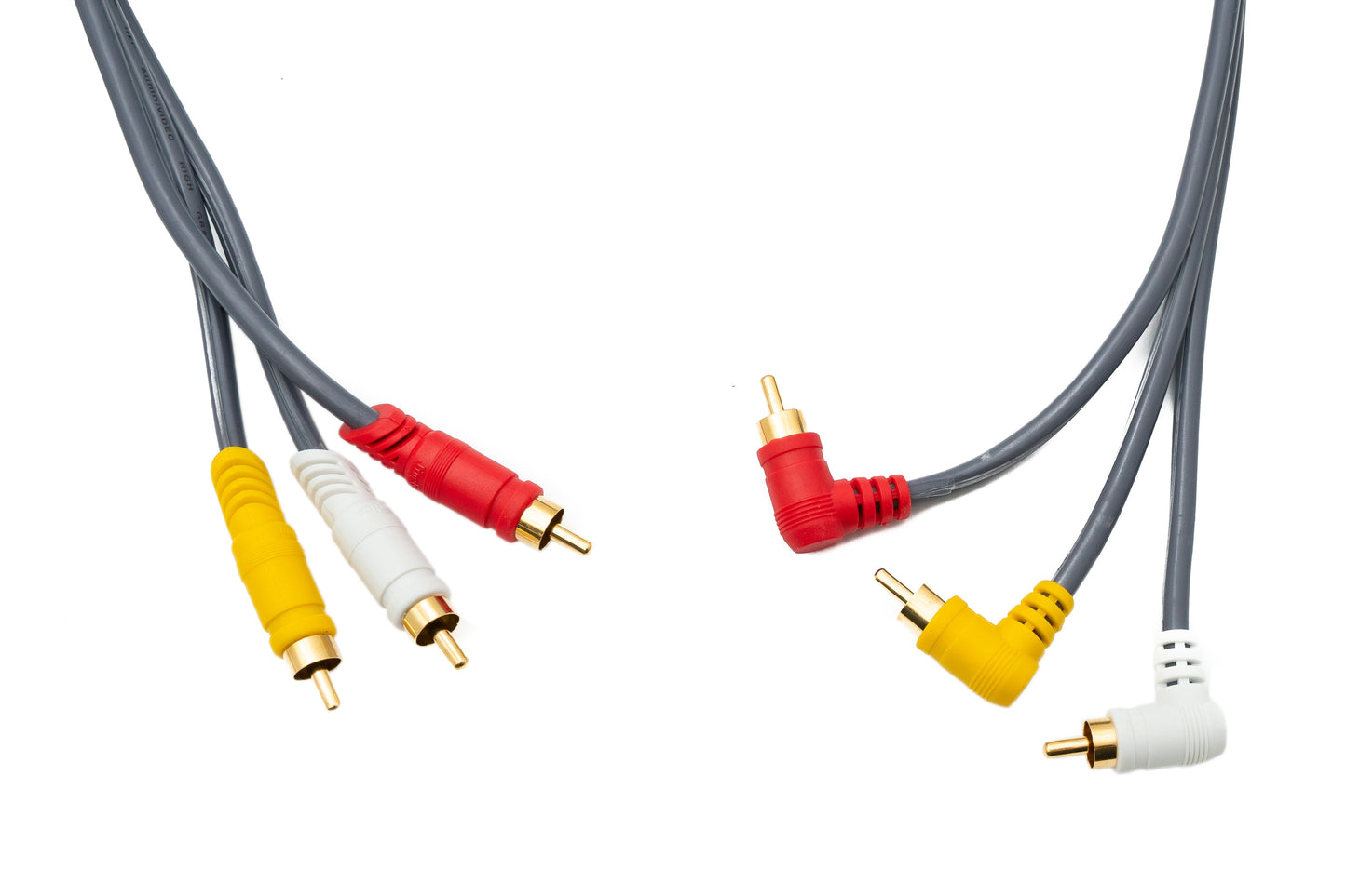 SYSTEM-S Cinch RCA Kabel 3 m Stecker zu Stecker 3 AV Komponente Winkel in Schwarz