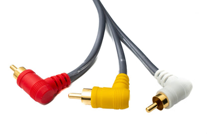 SYSTEM-S Cinch RCA Kabel 3 m Stecker zu Stecker 3 AV Komponente Winkel in Schwarz