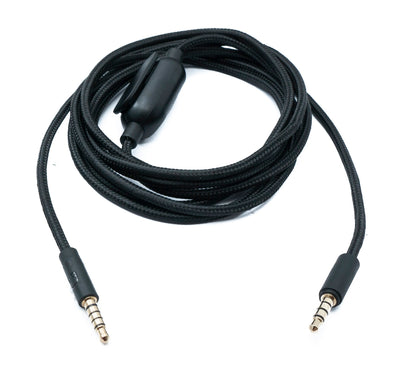 SYSTEM-S Audio Replacement Cable 2m AUX 3.5mm braided with volume control for Logitech G433 G233 GPRO X