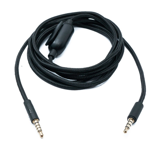 SYSTEM-S Audio Replacement Cable 2m AUX 3.5mm braided with volume control for Logitech G433 G233 GPRO X