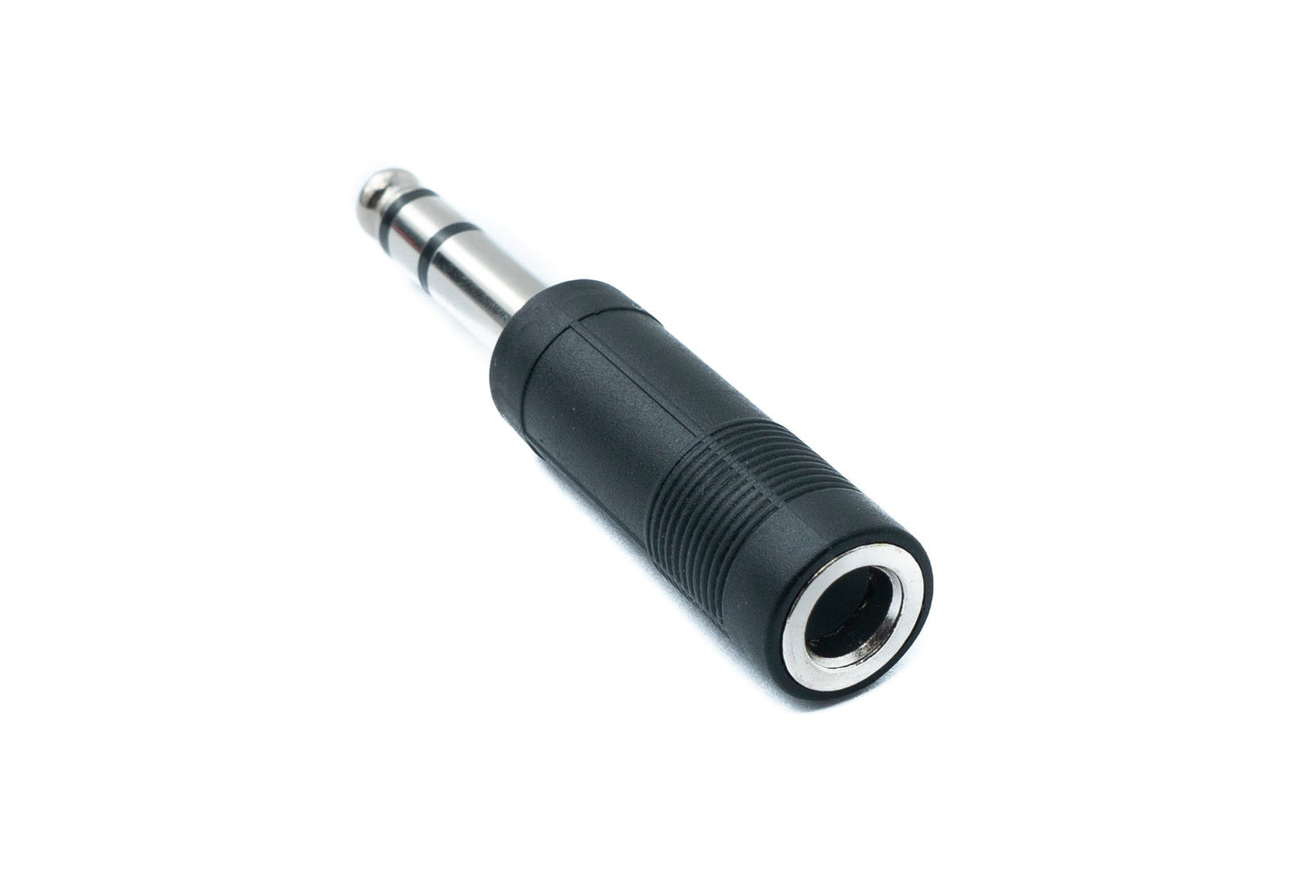 SYSTEM-S Audio Adapter Stereo TRS 6.35 mm Klinke Stecker zu Buchse 1/4" Kabel in Schwarz