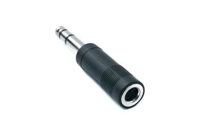 SYSTEM-S Audio Adapter Stereo TRS 6.35 mm Klinke Stecker zu Buchse 1/4" Kabel in Schwarz