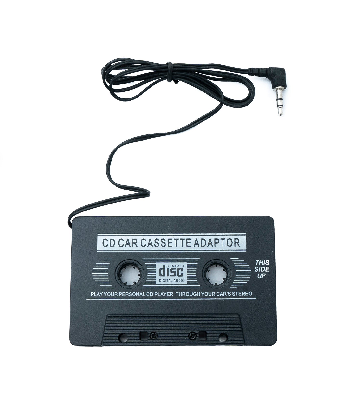 SYSTEM-S Audio Kabel 100 cm AUX 3,5 mm Stecker zu Auto Radio Kassette Winkel in Schwarz