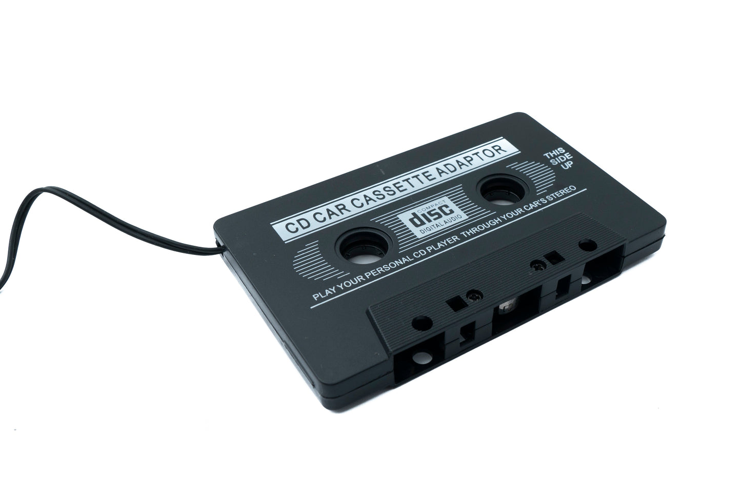 SYSTEM-S Audio Kabel 100 cm AUX 3,5 mm Stecker zu Auto Radio Kassette Winkel in Schwarz