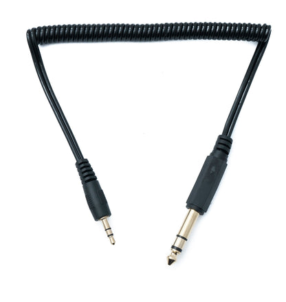 SYSTEM-S Audio Kabel 60 cm Stereo TRS 6.35 mm Klinke Stecker zu 3,5 mm Stecker Spirale