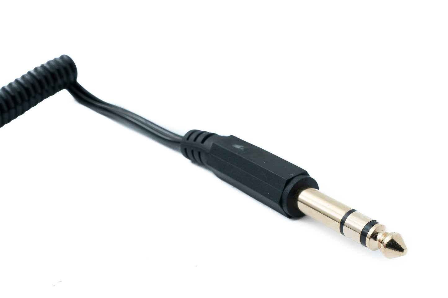 SYSTEM-S Audio Kabel 60 cm Stereo TRS 6.35 mm Klinke Stecker zu 3,5 mm Stecker Spirale