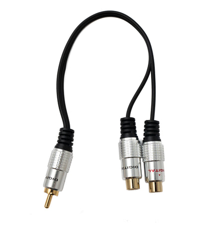 SYSTEM-S Y Cinch RCA Kabel 25 cm 1 polig Stecker zu 2x Buchse Audio in Schwarz