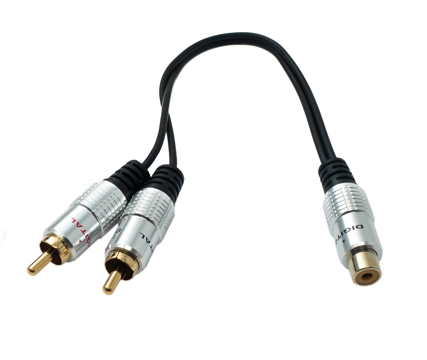 SYSTEM-S Y Cinch RCA cable 25 cm 1-pin socket to 2x plug audio in black