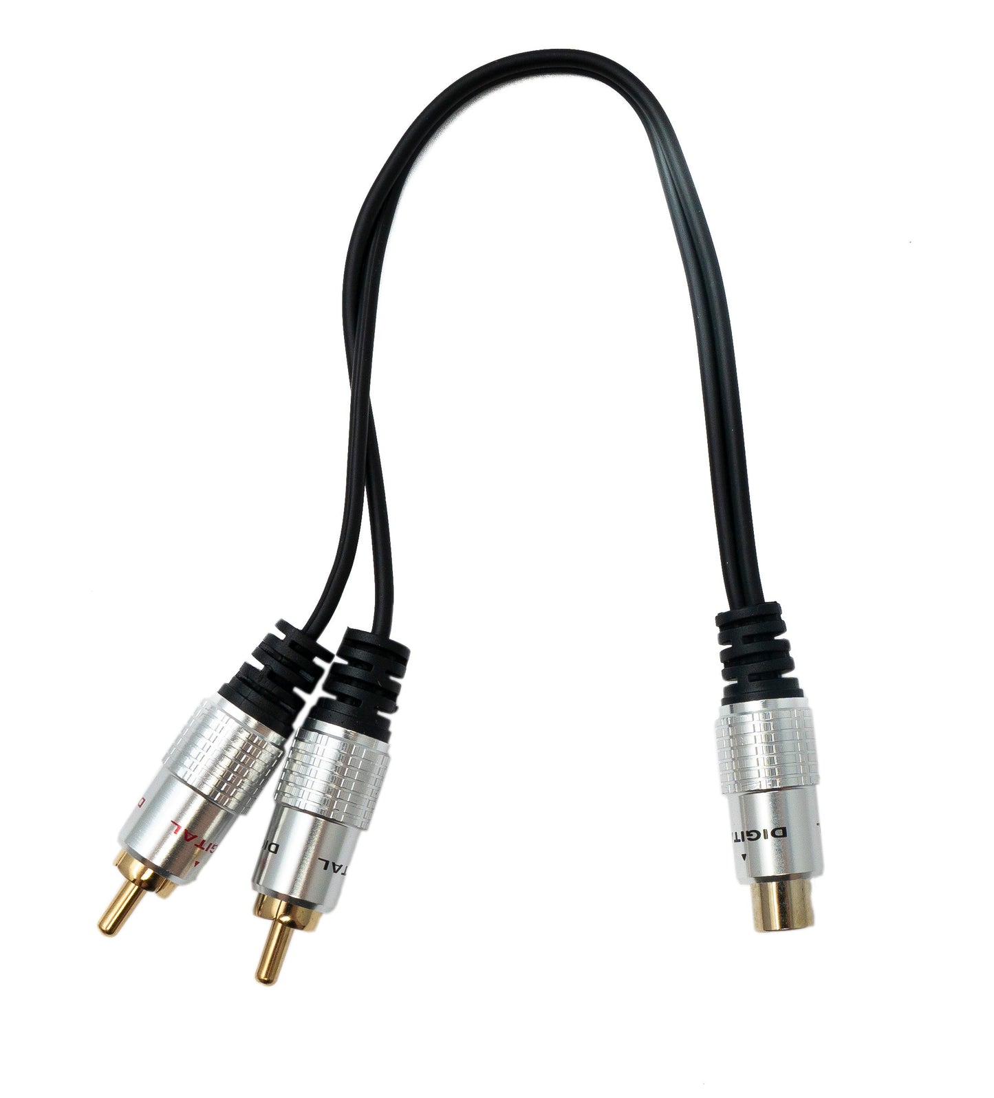 SYSTEM-S Y Cinch RCA cable 25 cm 1-pin socket to 2x plug audio in black