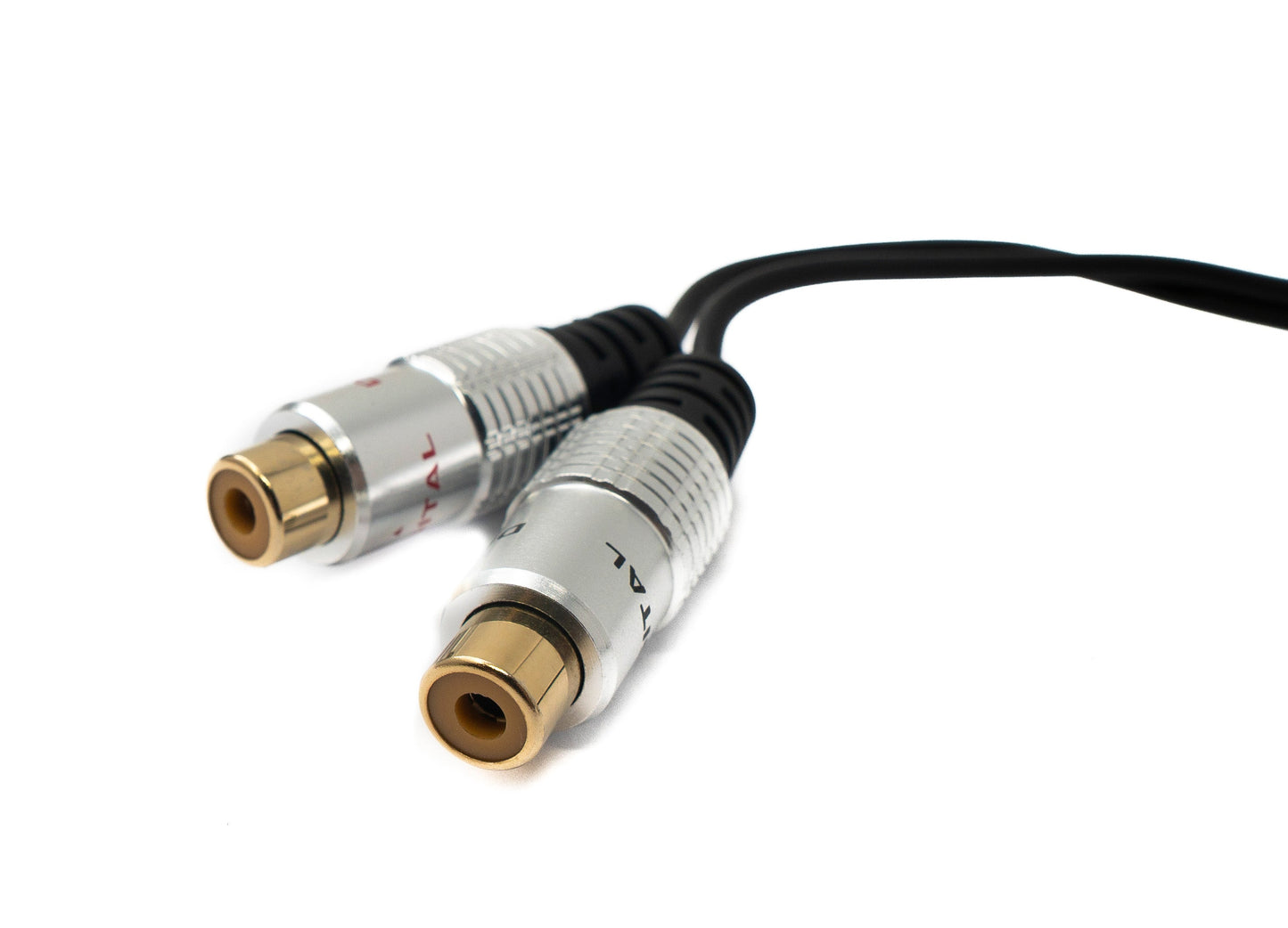 SYSTEM-S Y Cinch RCA Kabel 25 cm 1 polig Buchse zu 2x Buchse Audio in Schwarz