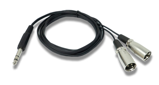 SYSTEM-S Audio Y Kabel 180 cm AUX 6,35 mm TRS Stecker zu 2x XLR 3 polig Stecker