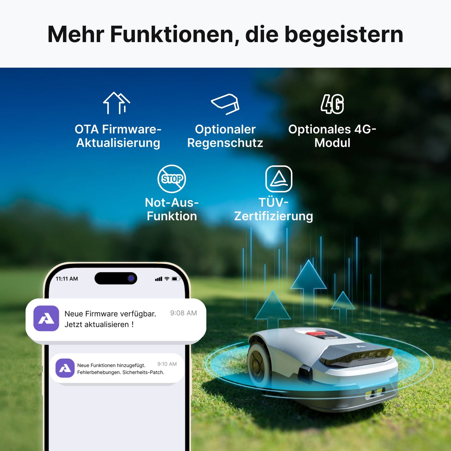 Anthbot Genie 1000 Mähroboter ohne Begrenzungskabel 4G Connect RTK Vision bis 2.000 m2