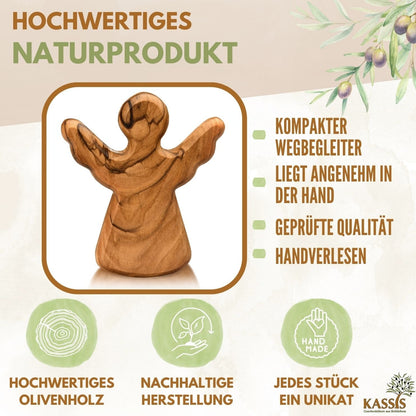 Handwerkskunst Schutzengel Handschmeichler aus Olivenholz