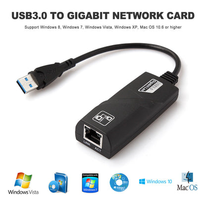10/100/1000Mbps Gigabit Ethernet USB3.0 to RJ45 Network Adapter USB LAN Adapter