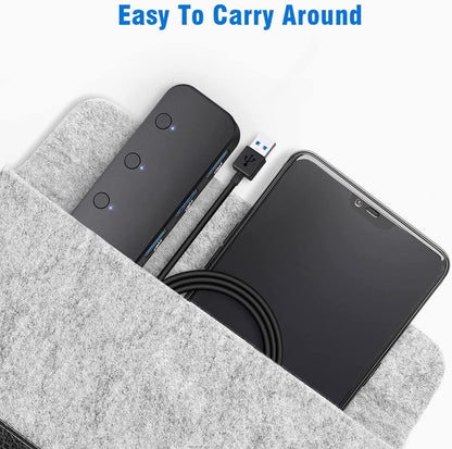 4-Port USB Hub USB 3.0 Data Hub Docking Station with LED Indicators and Individual Buttons