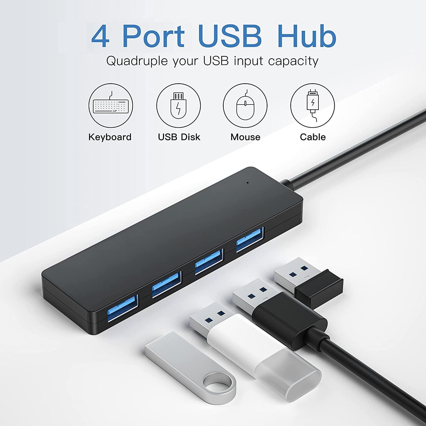 4-Port USB Hub USB 3.0 Data Hub Docking Station with LED Indicator
